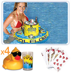 plateau glaci�re flottant + canards porte verre + jeu cartes plastifi�es