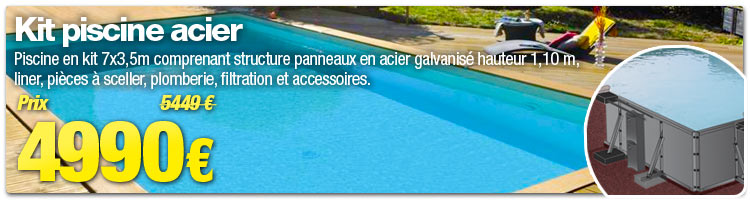 Promotion sur Kit piscine acier 7x3,5m Hauteur 1,10m