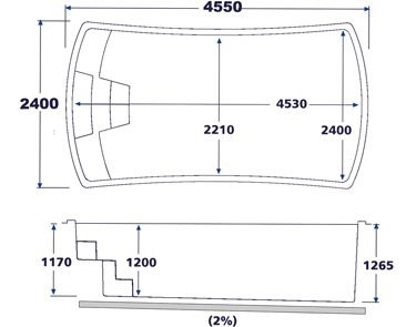 Dimensions de la Coque polyester Samana 480 Dimensions de la Coque polyester Samana 480