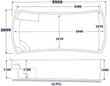 Dimensions de la Coque polyester Samana 620 Dimensions de la Coque polyester Samana 620