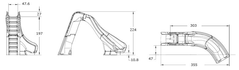 Dimensions du toboggan pour piscine TYPHOON Dimensions du toboggan pour piscine TYPHOON