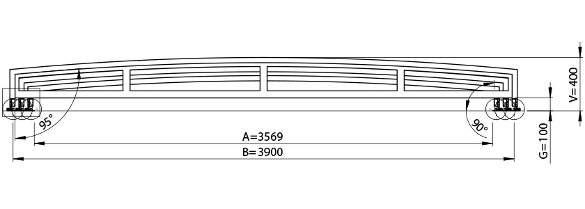Dimensions largeur abri Mirage bas M Dimensions largeur abri Mirage bas M