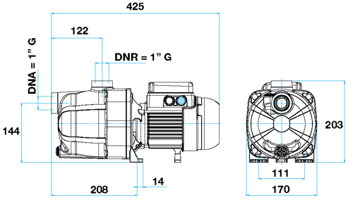 Dimensions surpresseur Polaris 1 cv monophasé Dimensions surpresseur Polaris 1 cv monophasé
