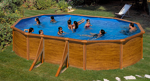 Piscine hors sol acier aspect bois pacific ovale Piscine hors sol acier aspect bois pacific ovale