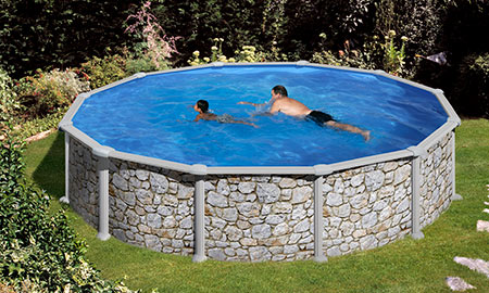piscine acier aspect pierre