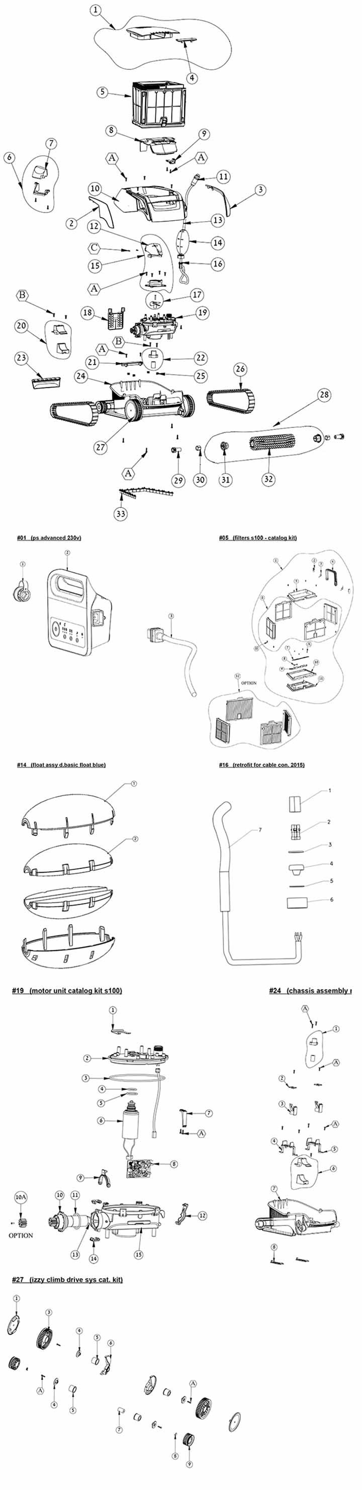 Liste pièces détachées robot électrique Maytronics Dolphin E25 Liste pièces détachées robot électrique Maytronics Dolphin E25