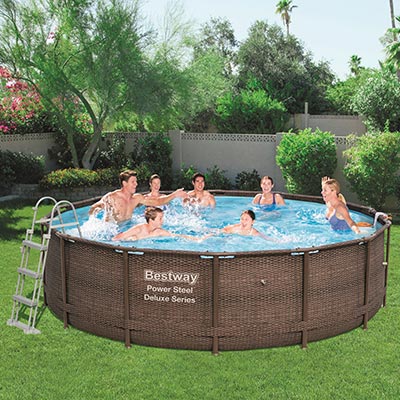 Piscine hors sol Bestway Power Steel Deluxe rotin ronde Piscine hors sol Bestway Power Steel Deluxe rotin ronde