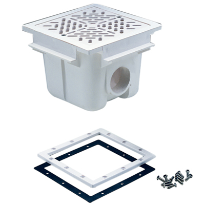 Bonde de fond Astral avec grille ABS carrée 210 x 210 mm pour piscine liner