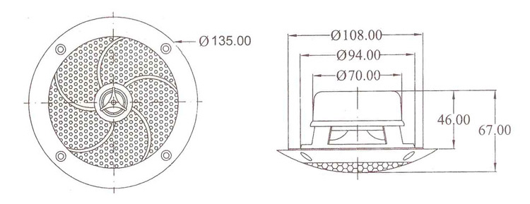 Dimensions Haut parleur pour hammam<br />
Dimensions Haut parleur pour hammam<br />