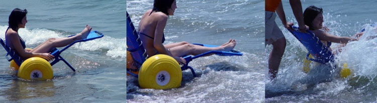 Utilisation du fauteuil JOB à la plage Utilisation du fauteuil JOB à la plage