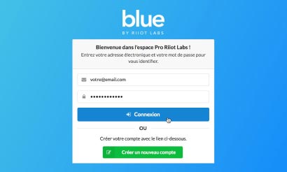 Accueil espace pro Blue by Riiot Accueil espace pro Blue by Riiot