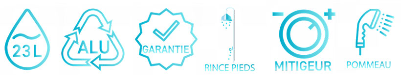 Avantages douche solaire 23L Avantages douche solaire 23L