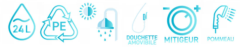 Avantages douche solaire 24L Avantages douche solaire 24L