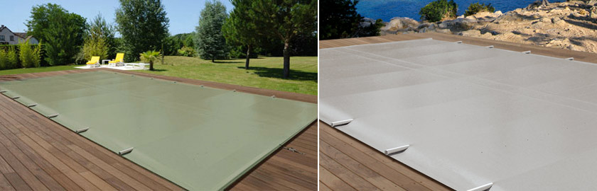 La couverture à barres COVER PREMIUM coloris amande et gris La couverture à barres COVER PREMIUM coloris amande et gris