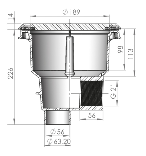 Dimensions Bonde de fond Astral Norm avec grille plate Dimensions Bonde de fond Astral Norm avec grille plate