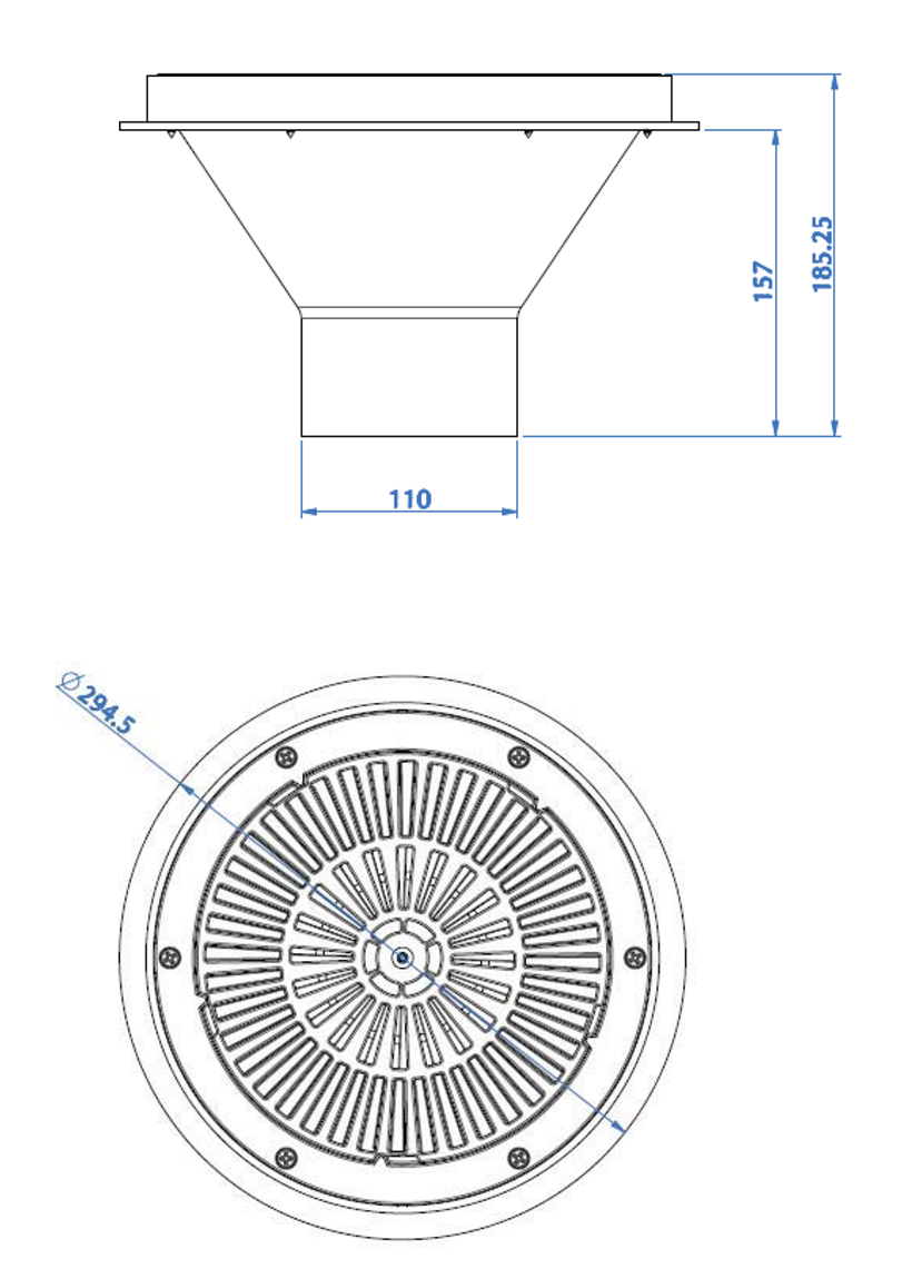 Dimensions Bouche de refoulement béton astral 3 pouces réglable Dimensions Bouche de refoulement béton astral 3 pouces réglable