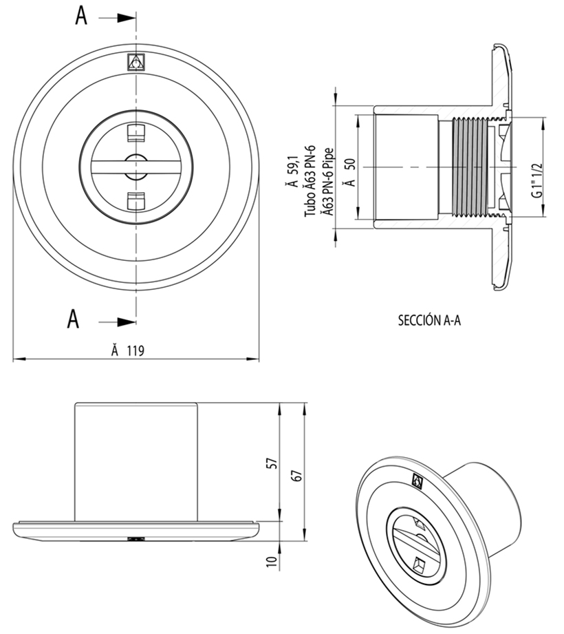 Dimensions Bouche de refoulement béton astral standard Dimensions Bouche de refoulement béton astral standard