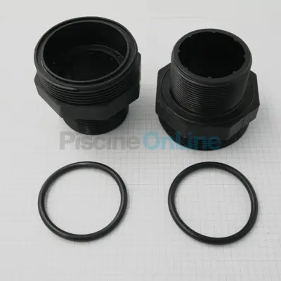 Kit 2 Traversées de Paroi noires + joint 2" pour Filtre à sable Balear/Artik/San Seb diamètre 760 à 900 (RRFI0005.11R)