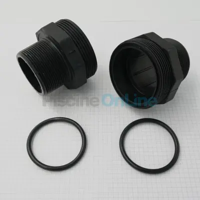 Kit 2 Traversées de Paroi noires + joint 2" pour Filtre à sable Balear/Artik/San Seb diamètre 760 à 900 (RRFI0005.11R)