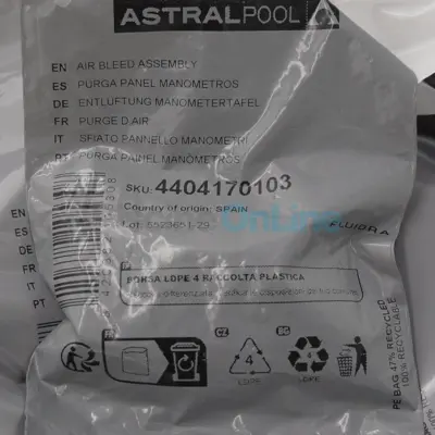 Ensemble Té de manomètre (3/6 Bars) avec purge d'Air pour Filtres à sable ASTRAL (4404170103)