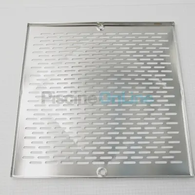 Grille inox (+ Vis) pour bonde de fond 300x300 Inox - piscine paroi Béton (4402030302)