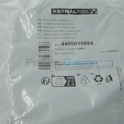 Ecrou de couvercle de préfiltre pour pompe Alaska Basic / Boise (4405010694)