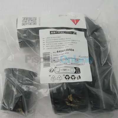 Plomberie de liaison supérieure et inférieure pour vanne SIDE noire 2" Entraxe 230 mm (nouveau modèle) (4404120504)