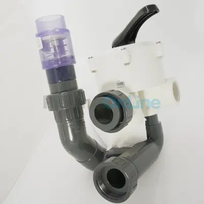 Vanne 6 voies 1"1/2 EB-40/50/60 + clapet + plomberie pour filtre ECONOBEAD AQUAFORTE (SK536)