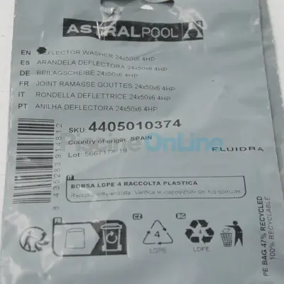 Joint ramasse-gouttes 24×50×6 mm pour pompes Astral (3,5 à 5,5 CV) – AstralPool / Fluidra – réf. 4405010374 (4405010374)