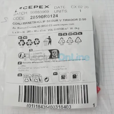 Kit poignée + clip de sécurité pour vanne guillotine PVC-U CEPEX Ø50 (Cepex 28590) – réf. 28590R0124 (28590R0124)