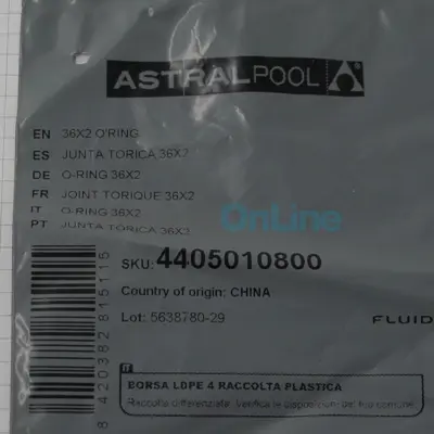 Joint torique d'aspiration 36x2 pour pompe Astral Fiji (4405010800)