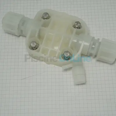 Tête de pompe MICRODOS D80 PVDF-SP-DT pour pompes doseuses ME1, ME2-C(A), ME3, MAXI PRO 5-10, MAXI PLUS ME3-C (RR.123.201)