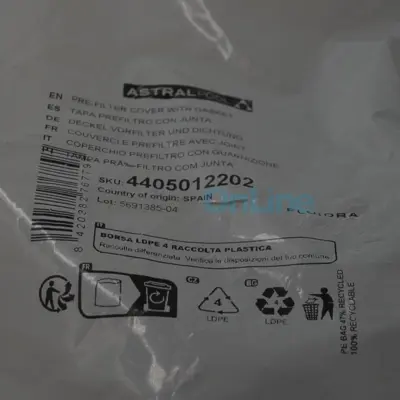 Couvercle de préfiltre + joint pour pompe ASTRAL LFM / LEADERFLOW / GLASS PLUS (4405012202)