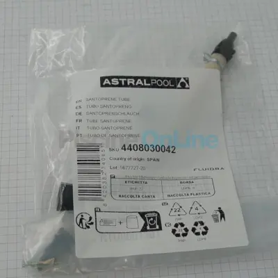 Tube Santoprene pompe doseuse péristaltique CTX avec raccords Diamètre  9 mm L. 160 mm (Astral) (4408030042)