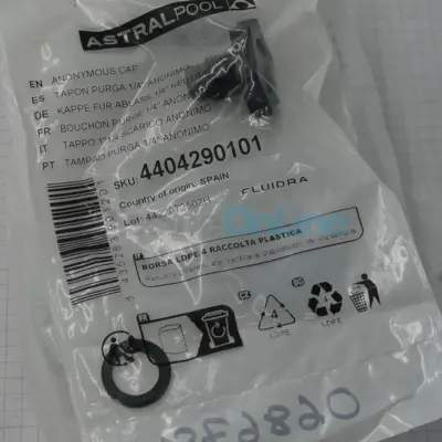 Bouchon de purge 1/4" + joint pour filtres à sable Astral Atlas Artic Alpine Nilo Saturn (4404290101)