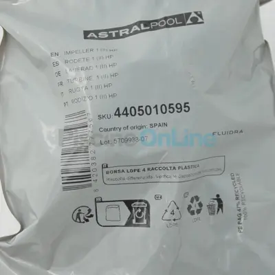 Turbine pour pompes Astral 1 CV Mono 50 Hz (type Sprint Victoria...) avec joint (4405010595)