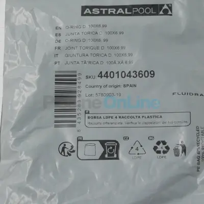 Joint torique Ø100x6,99 pour douche solaire Astral (4401043609)