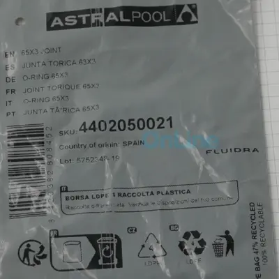 Joint torique 65x3 pour nage à contre courant Astral (4402050021)