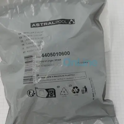 Turbine pour pompes Astral 2 CV Tri 50 Hz (type Sprint. Victoria...) avec Joint - Diamètre 124 Ep.13mm (4405010600)