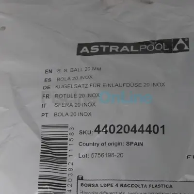 Rotule pour buses de refoulement Astral inox  + Bride + Vis (ref 16325/16326 ex 41010/41011) (4402044401)