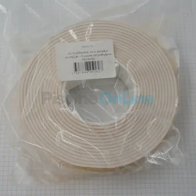 Rouleau de Joint adhésif 40x3mm (mousse polyéthylène blanc) pour escalier acrylique - 5m (JVX09031)