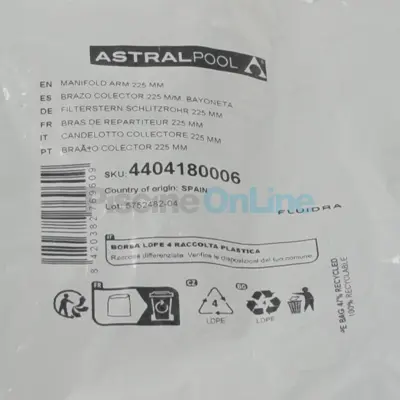 Crépine L.225 mm à baïonnette (1/4 de tour) pour filtre Méditerranéo (x1) (4404180006)