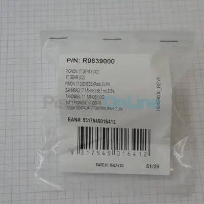 Pignon 17 dents pour robot Zodiac Vortex / Alpha - Kit de 2 (R0639000)