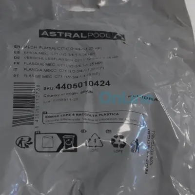 Flasque métal C71 + joint pour pompes Astral Sena / Glass Plus (4405010424)