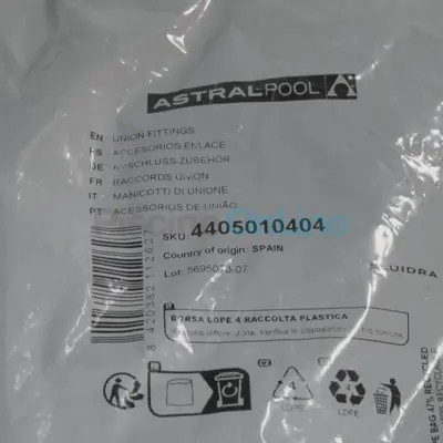 Raccords Unions + joints pour pompes Astral Sena Millenium Alaska B.MN.G (x2) (4405010404)