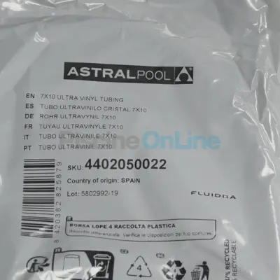 Tuyau ultravinyle 7x10 pour nage à contre courant (4402050022)
