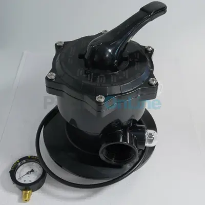 Vanne top multivoies 1"1/2 noire + joint pour filtres à sable Cristal-Flo T-380 à T-600 et Pantera (R14965TM10)