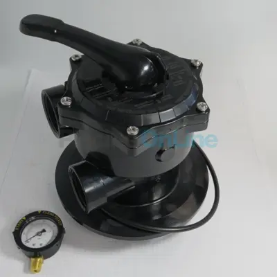 Vanne top multivoies 1"1/2 noire + joint pour filtres à sable Cristal-Flo T-380 à T-600 et Pantera (R14965TM10)