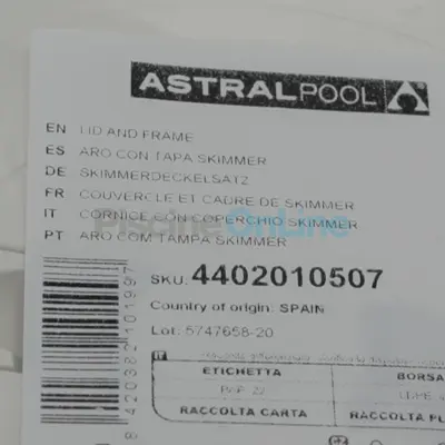 Couvercle + Cadre rond pour skimmers ASTRAL (Petite/Grande Meurtrière) - piscine Liner/Béton (4402010507)
