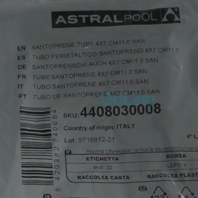 Tube péristaltique L.155mm Ø4 x 7 mm pour pompe doseuse Mypool (4408030008)